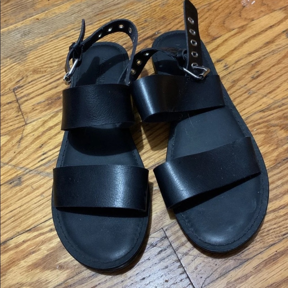 Black leather sandals